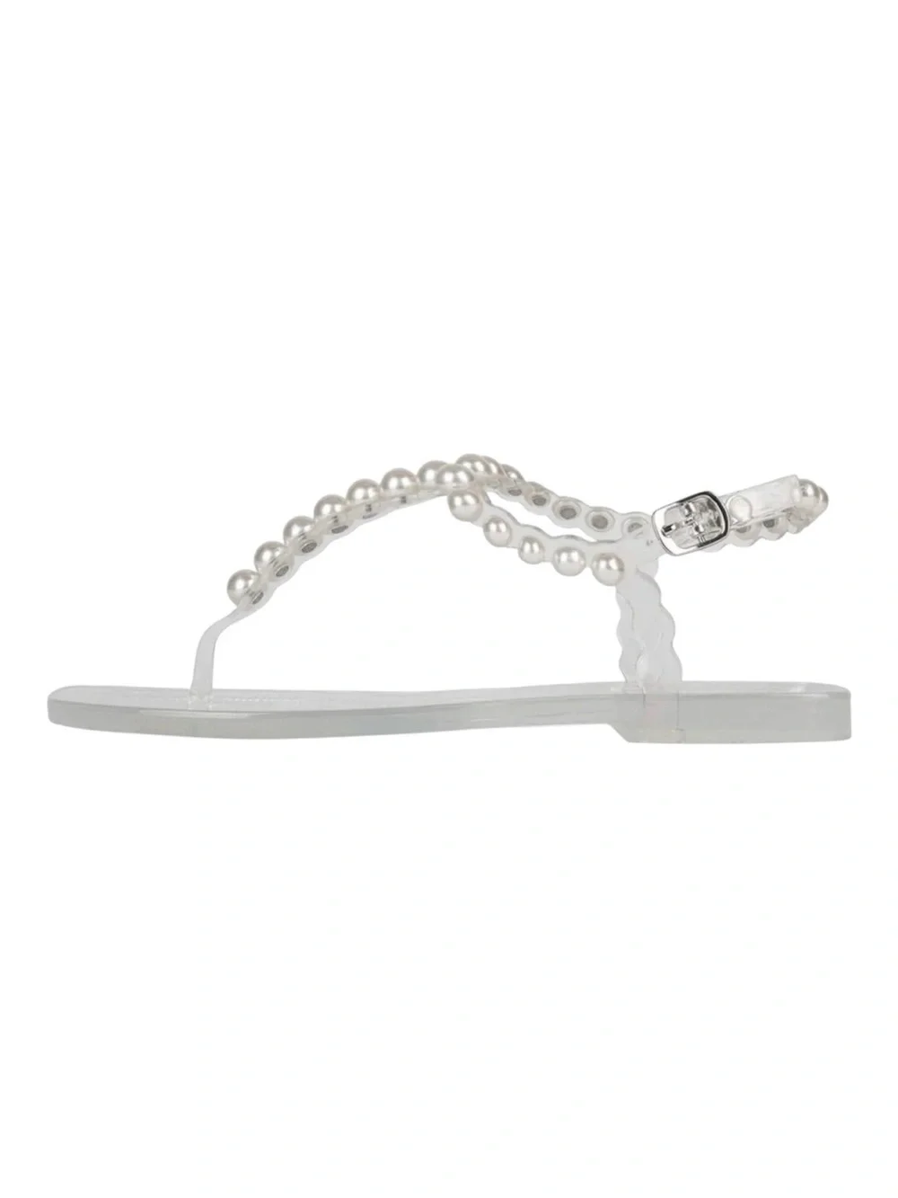 Jeffrey Campbell Pearlesque Clear Jelly Pearl Thong Sandals Size 8 Y2K Chic - Picture 3 of 14